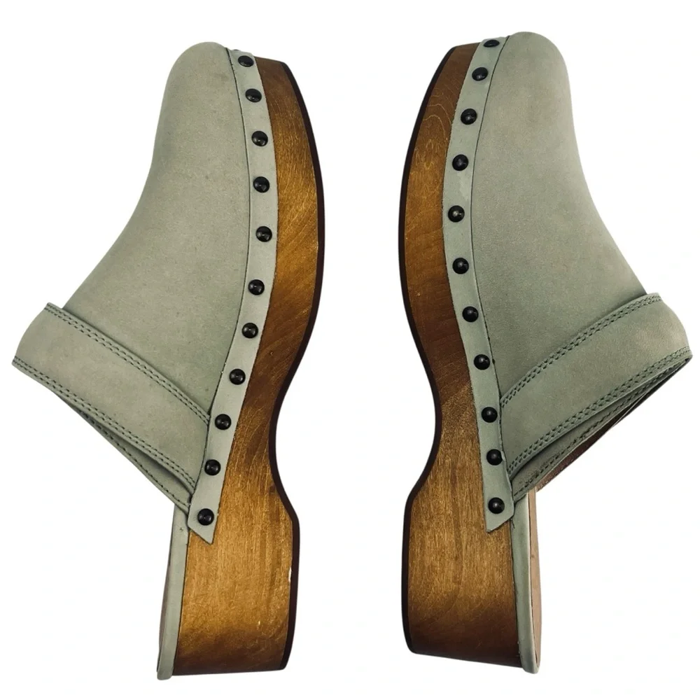 Madewell Cecily Leather Clogs Women 6.5 in Celery Green - Picture 4 of 9